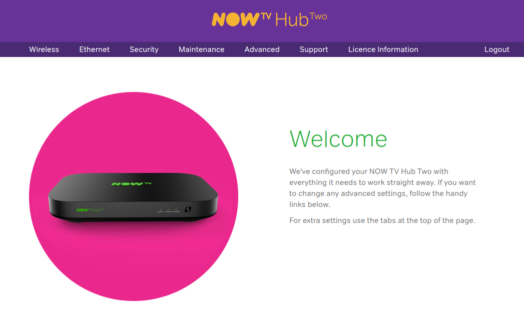 Router welcome page