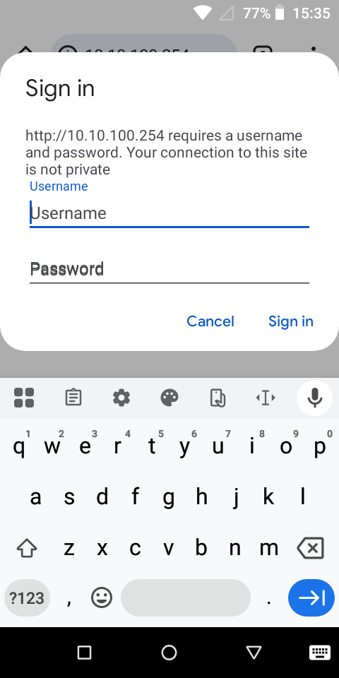 Network sign in prompt