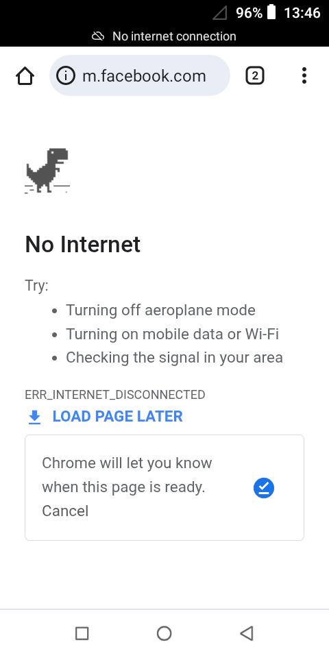 Broken facebook connection